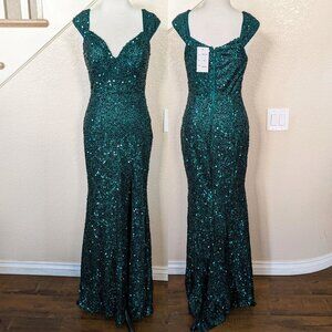 Teal Green Sequin Sweetheart Neck Formal Prom Evening Dress 6